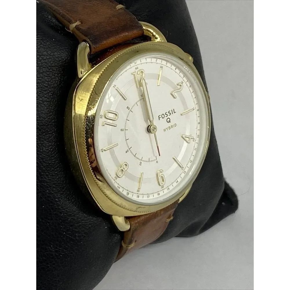 Fossil FTW1201 Women's Brown Leather Analog White Dial Hybrid Smartwatch XX727